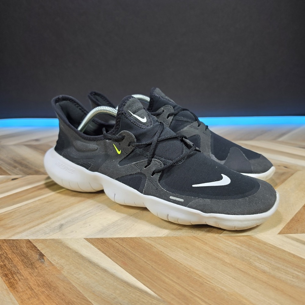 Nike Free RN 5.0 Men 10.5 AQ1289-003 Black White Volt Running Shoes Mesh 2019